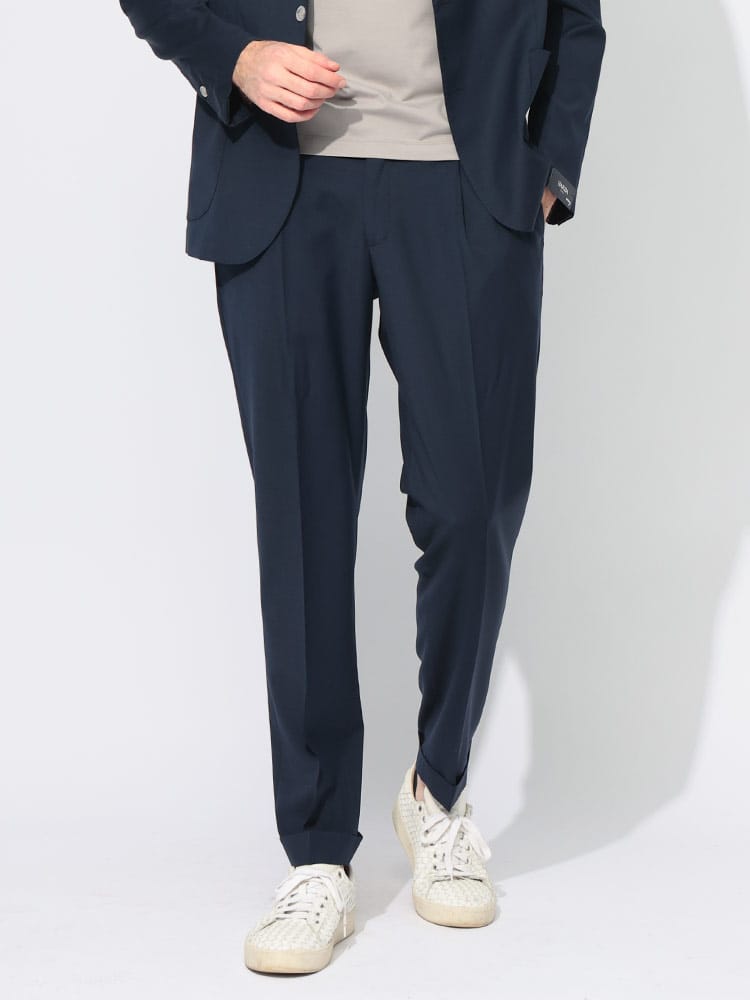 BARBA (バルバ) ウール混 無地 シングル ウエストコード パンツ BAR4805400113 メンズ