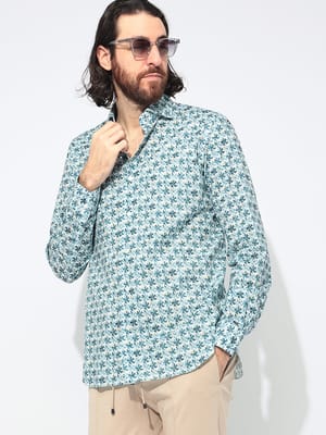 BARBA (バルバ) 綿100％ フラワー総柄 長袖 シャツ BARLIU13P147043 メンズ