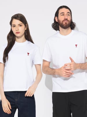AMI PARIS (アミパリス) ワンポイント クルーネック 半袖 クロップド T AMI DE COEUR クロップドTシャツ AMIPARIS