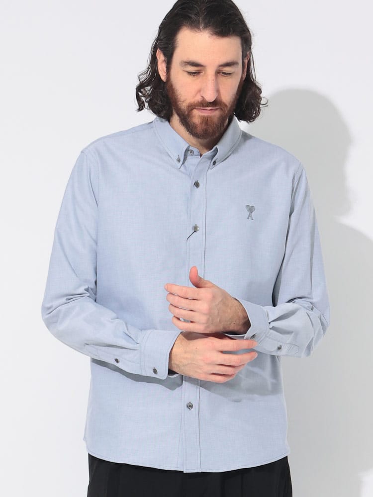 AMI PARIS (アミパリス) ワンポイント ボタンダウン 長袖 シャツ AMUSH060CO0031 メンズ