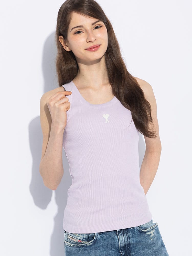 AMI PARIS (アミパリス) ワンポイント Uネック タンクトップ AMLFTK160JE117 レディース