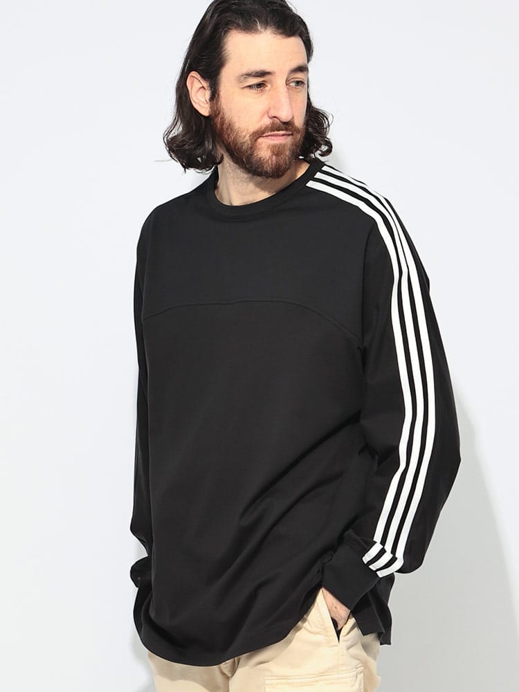 Y-3 (ワイスリー) スリーストライプ クルーネック 長袖 Tシャツ 3S LS 