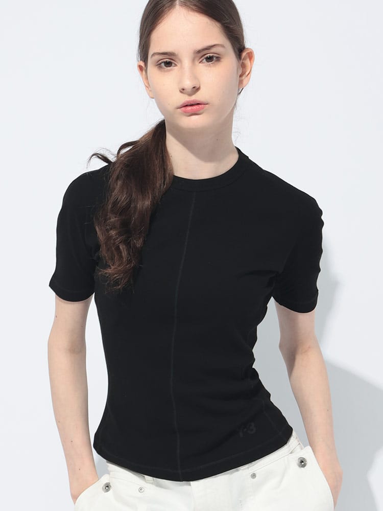 Y-3 (ワイスリー) ストレッチ 切替 半袖 Ｔシャツ FITTED レディース