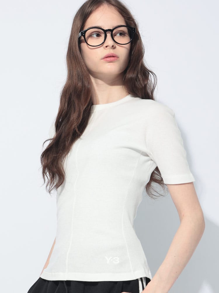 Y-3 (ワイスリー) ストレッチ 切替 半袖 Ｔシャツ FITTED レディース