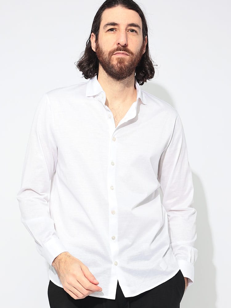 GRANSASSO (グランサッソ) ジャージー 無地 ホリゾンタルカラー 長袖 シャツ GRA6012074002