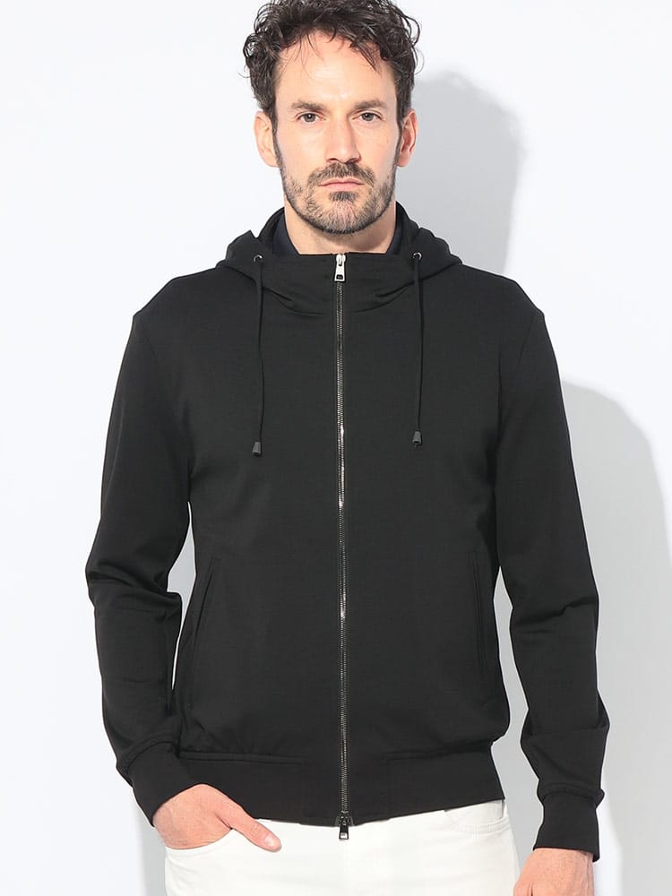 giabsarchivio (ジャブス アルキヴィオ) ジャージー 無地 フルジップ パーカー メンズ