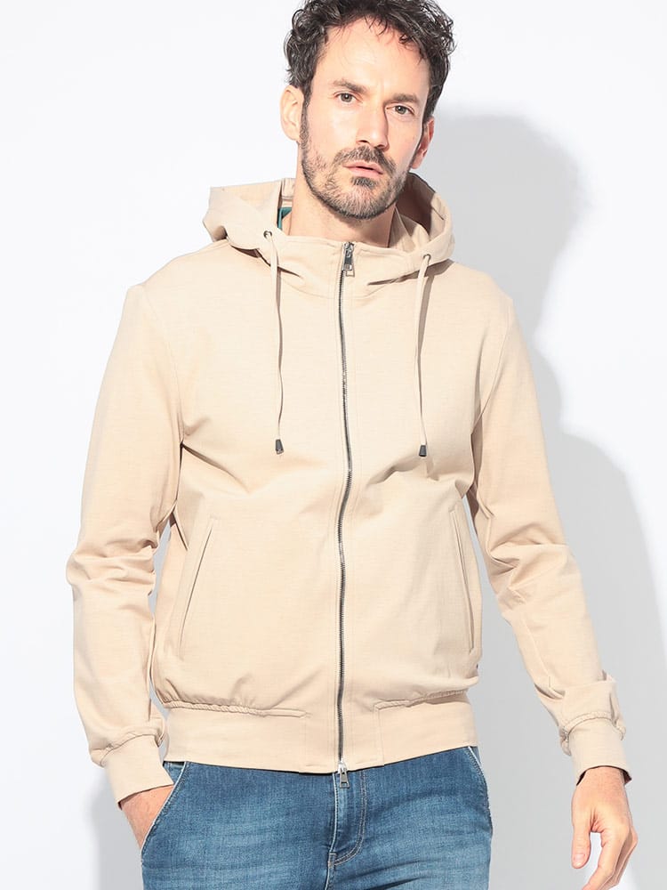 giabsarchivio (ジャブス アルキヴィオ) ジャージー 無地 フルジップ パーカー メンズ