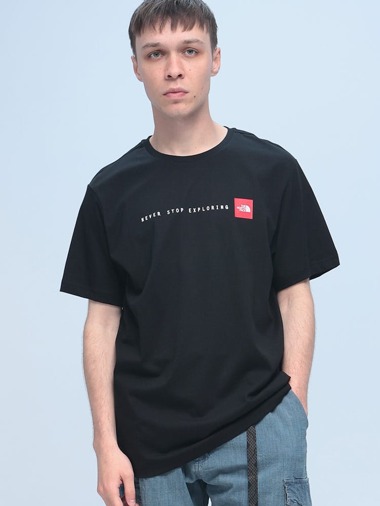 THE NORTH FACE (ザ ノースフェイス) ロゴプリント クルーネック 半袖 Tシャツ NEVER STOP EXPLORING TEE