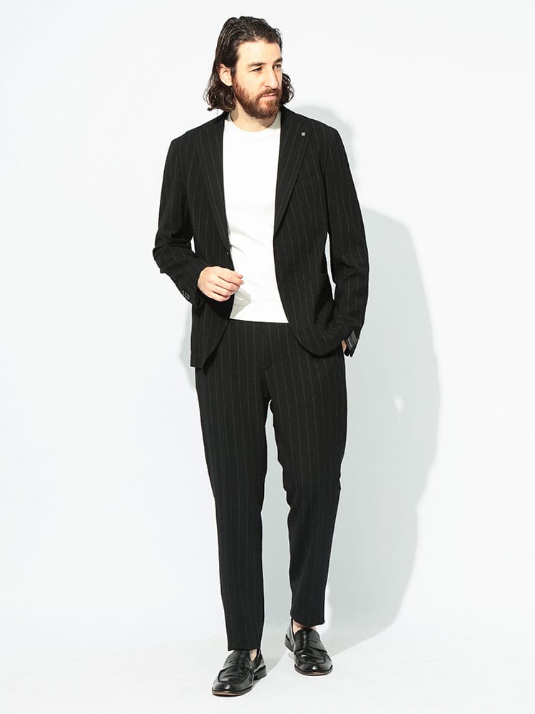 TAGLIATORE (タリアトーレ) シアサッカーストライプ シングル ジャケット ウエストコード パンツ スーツ メンズ
