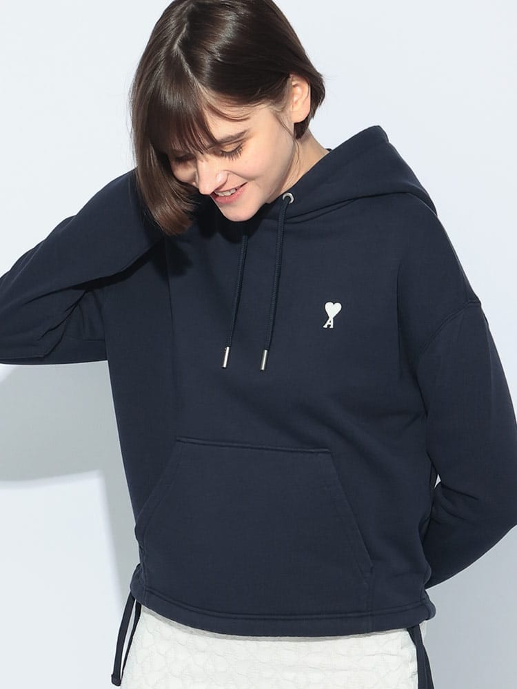 AMI PARIS (アミパリス) ワンポイント 裾コード プルオーバー パーカー AMI DE COUER レディース