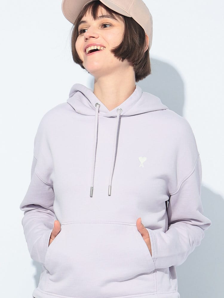 AMI PARIS (アミパリス) ワンポイント 裾コード プルオーバー パーカー AMI DE COUER レディース