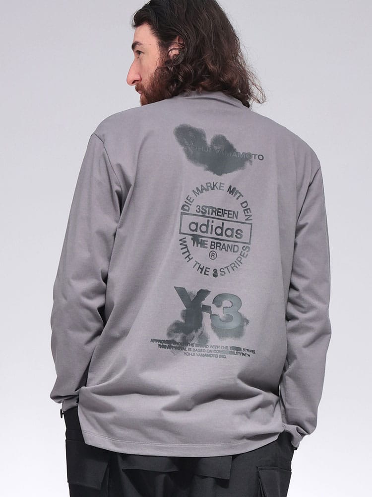 Y-3 (ワイスリー) コットンジャージ グラフィック プリント クルーネック 長袖 TシャツGRAPHIC Y3KE5095 メンズ