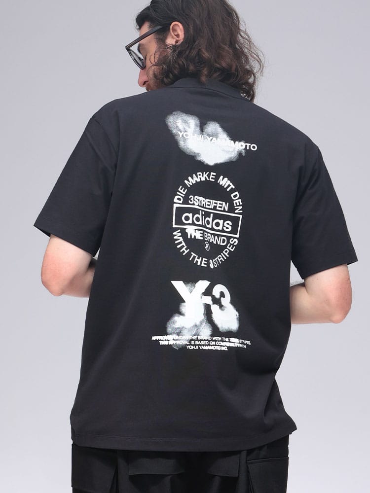 Y-3 (ワイスリー) U グラフィック プリント クルーネック 半袖 Tシャツ 