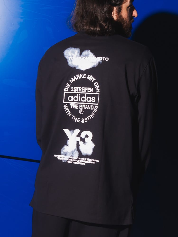 Y-3 (ワイスリー) バックプリント クルーネック 長袖 Tシャツ Y3JX4747 メンズ