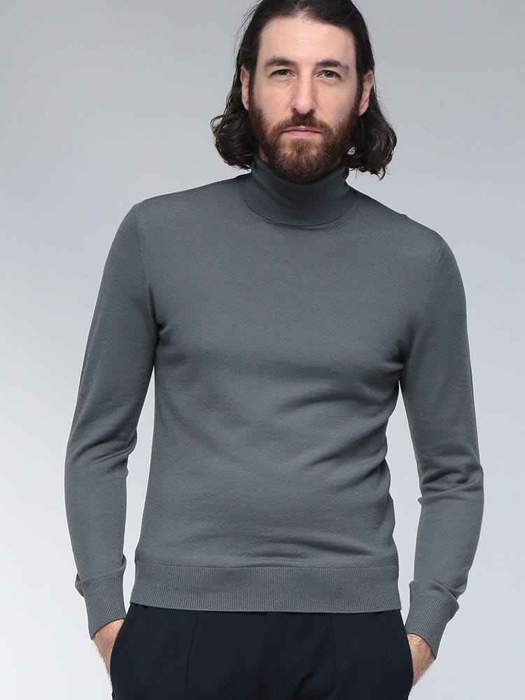 GRANSASSO (グランサッソ) ウール 無地 タートルネック 長袖 ニット GRS5713114190 メンズ