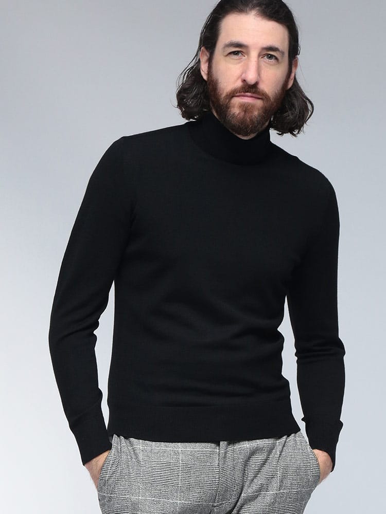 GRANSASSO (グランサッソ) ウール 無地 タートルネック 長袖 ニット GRS5713114190 メンズ