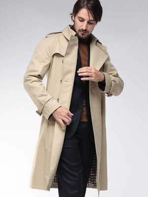 Aquascutum (アクアスキュータム) 総裏チェック ダブルトレンチコート AQLBA01FC205 メンズ