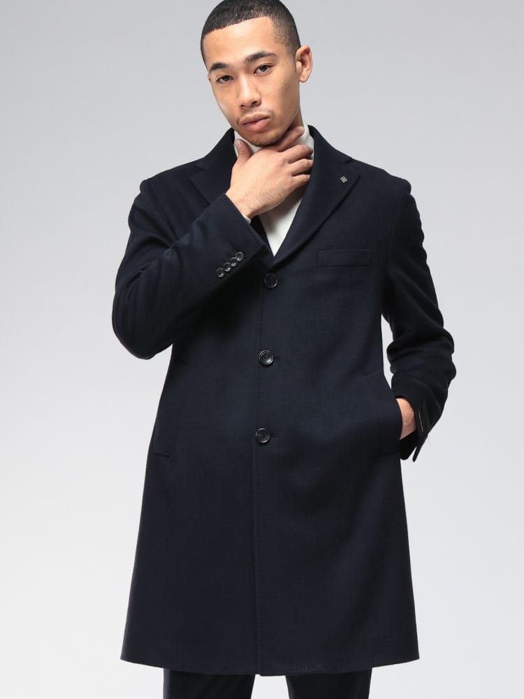 TAGLIATORE (タリアトーレ) 無地 カシミヤ100％ 3つボタン シングル チェスターコート TGCFBM13X350002 メンズ