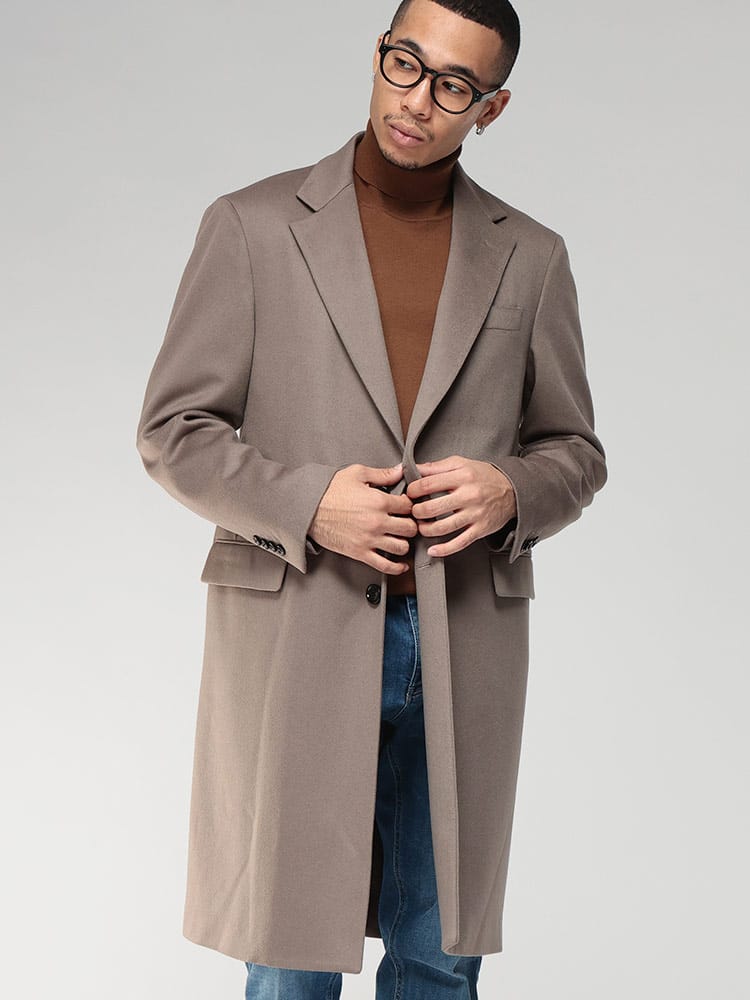 LARDINI (ラルディーニ) カシミヤ100％ シングル チェスターコート ミドル丈 カシミヤコート LD23698CN65606 メンズ