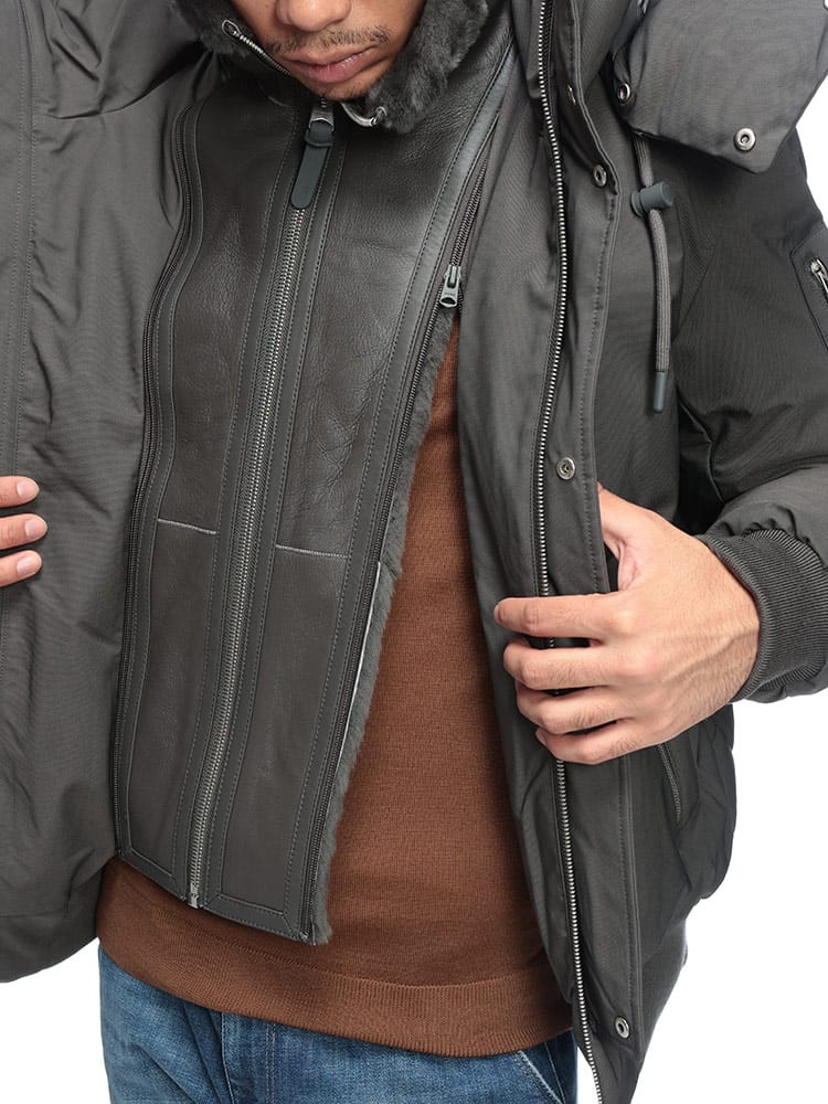MACKAGE (マッカージュ) シープスキン レザー使い フルジップ ダウン 