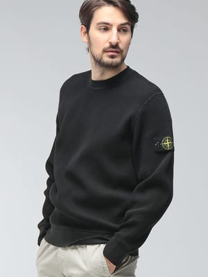 STONE ISLAND (ストーンアイランド) メンズ トレーナー 長袖  袖ロゴ ワッフル クルーネック トレーナー SI6100056S0044
