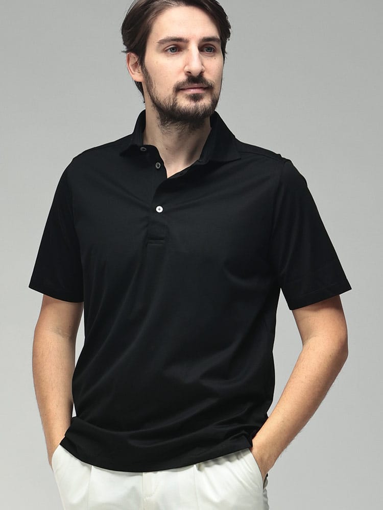 GIANNETTO (ジャンネット) メンズ ポロシャツ 半袖 無地 ワンポイント シルケット シャツ カットソー GTPOLO61181