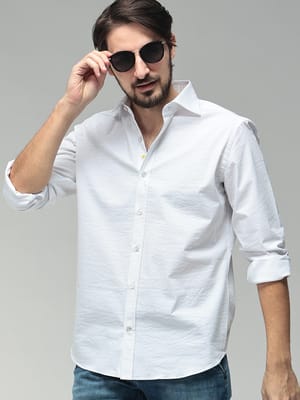 GIANNETTO (ジャンネット) メンズ シャツ 長袖 シアサッカー 無地 ワンポイント ホリゾンタルカラー シャツ GT1240L61253