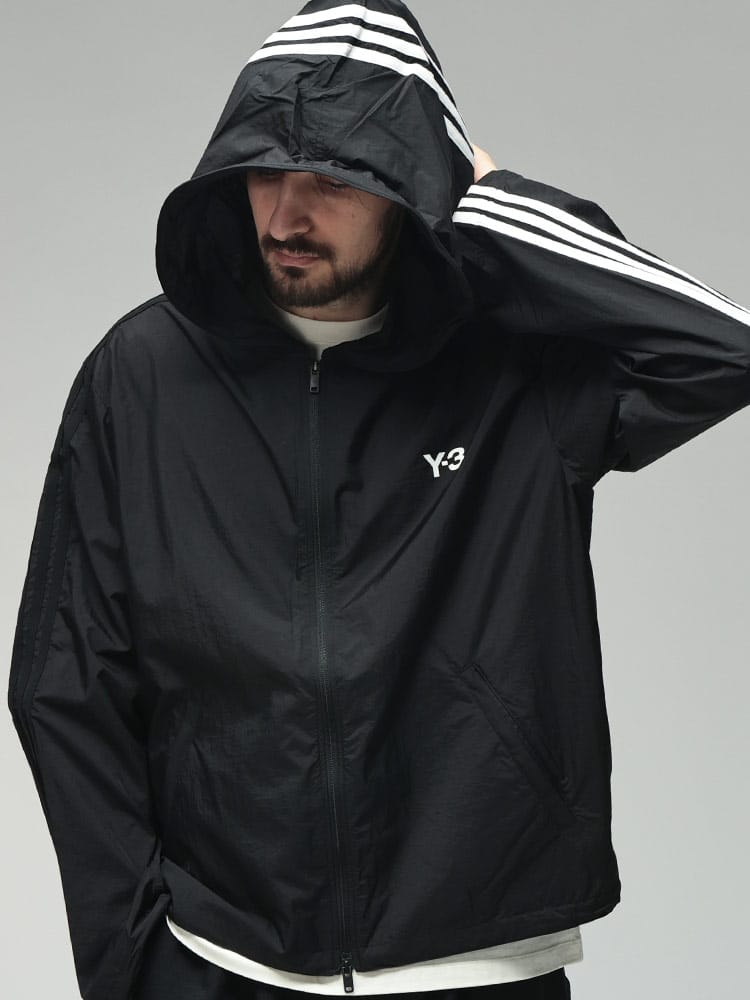 Y-3 (ワイスリー) メンズ パーカー 長袖 ロゴ スリーストライプ ナイロン フルジップ ブルゾン Y3KF1085