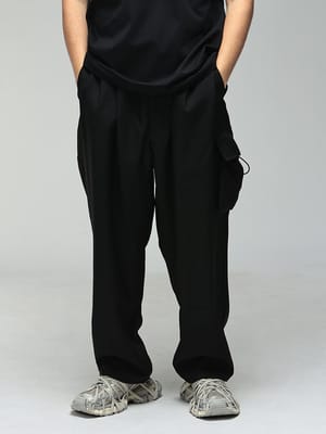 Y-3 (ワイスリー) メンズ カーゴパンツ ウエストコード ポケット ワイド カーゴ パンツ Y3KS7654