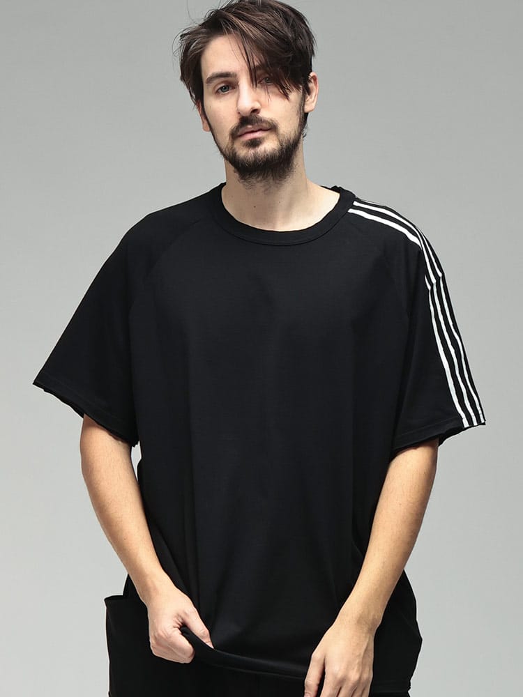 Y-3 (ワイスリー) メンズ Tシャツ 半袖 バック ロゴ スリーストライプ クルーネック カットソー Tシャツ Y3KQ9793