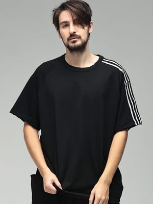 Y-3 (ワイスリー) メンズ Tシャツ 半袖 バック ロゴ スリーストライプ クルーネック カットソー Tシャツ Y3KQ9793