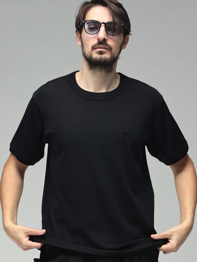 Y-3 (ワイスリー) メンズ Tシャツ 半袖 胸ロゴ クルーネック コットン カットソー Tシャツ SLIM Y3JV6747