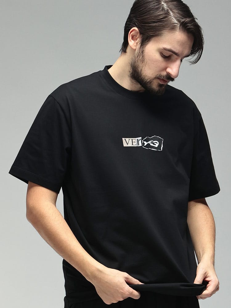 Y-3 (ワイスリー) メンズ Tシャツ 半袖 胸ロゴ グラフィックプリント クルーネック コットン カットソー Y3KQ9750