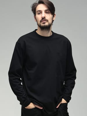 Y-3 (ワイスリー) メンズ Tシャツ 長袖 胸ロゴ クルーネック コットン カットソー Tシャツ Y3KQ9778