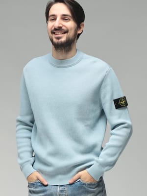 STONE ISLAND (ストーンアイランド) メンズ ニット 長袖 袖ロゴ クルーネック コットンニット セーター SI5100154S00D8