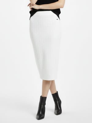 ARMANI EXCHANGE (アルマーニ エクスチェンジ) レディース スカート ロゴプレート サマーニット ジャガード タイト ニットスカート AEL8NYN9AYMH6Z