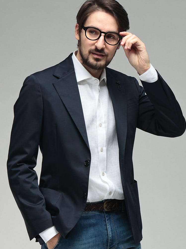 LARDINI (ラルディーニ) メンズ ジャケット ホップサック シングル ネイビー ブレザー 紺ブレ ジャケット LD6202CN64504