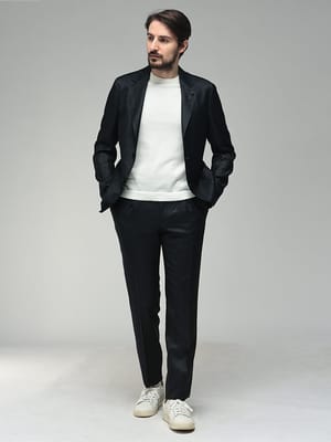 LARDINI (ラルディーニ) メンズ スーツ デニムルック シャンブレー セットアップ スーツ ブートニエール LD6301IF66417