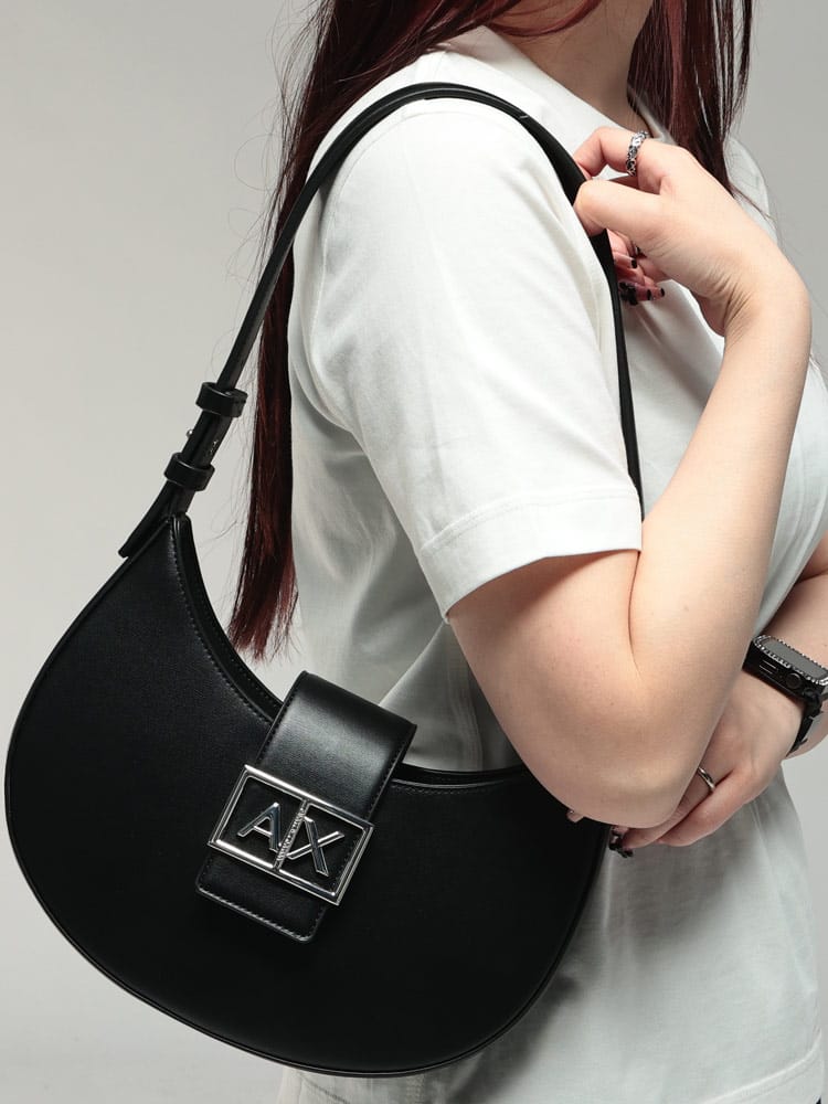 ARMANI EXCHANGE (アルマーニ エクスチェンジ) レディース バッグ ロゴプレート ホーボーバッグ ハンドバッグ AELW2565AF12039