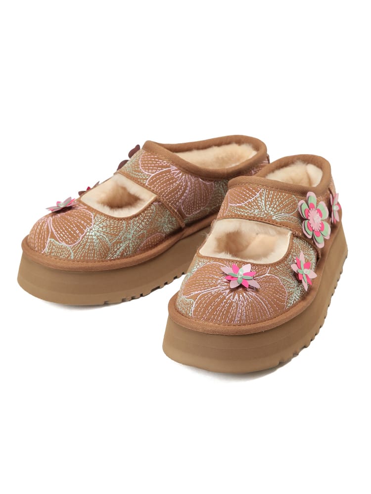 UGG (アグ) レディース サンダル Bea Mary Jane Meadow フラワー シープスキン スリッポン UGGL1177151