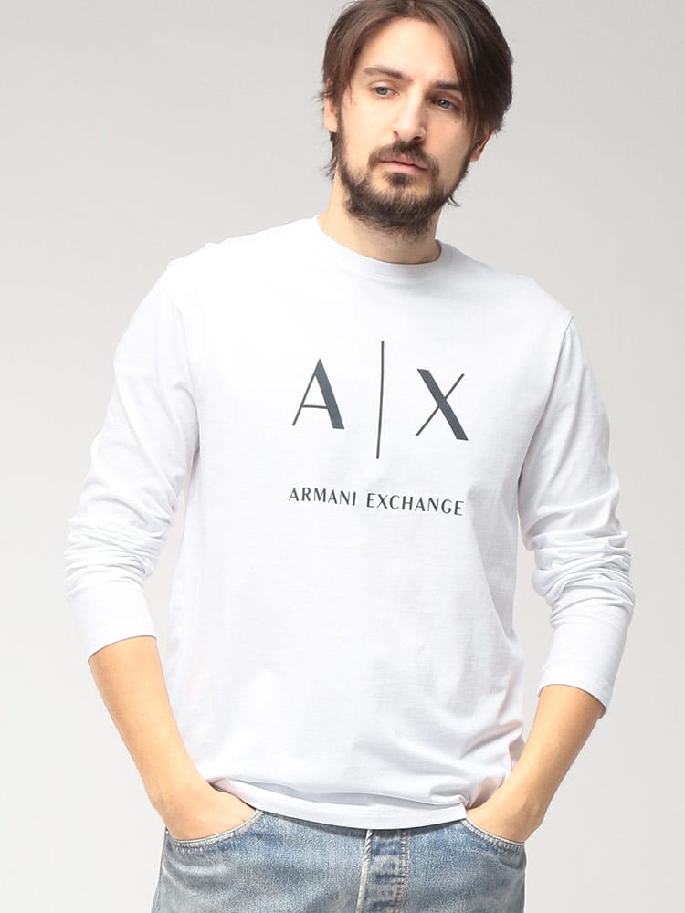 ARMANI EXCHANGE  (アルマーニ エクスチェンジ) メンズ Tシャツ 長袖 フロントロゴ クルーネック カットソー AEXM2684AF10356