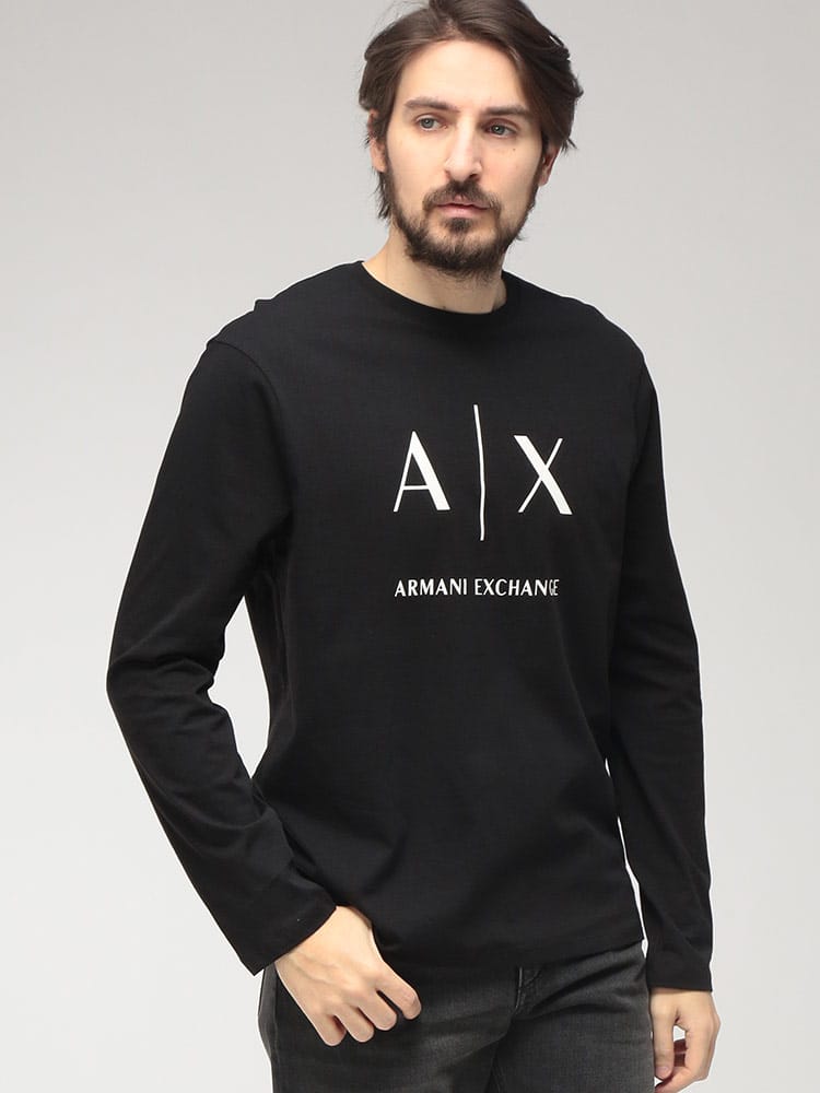 ARMANI EXCHANGE  (アルマーニ エクスチェンジ) メンズ Tシャツ 長袖 フロントロゴ クルーネック カットソー AEXM2684AF10356