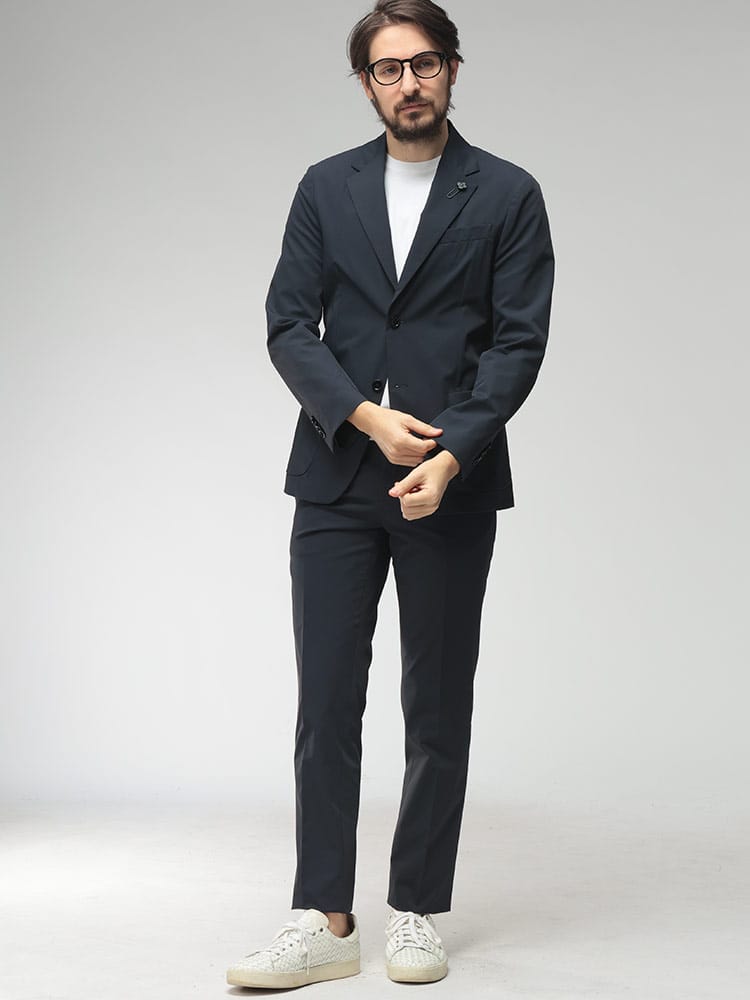 LARDINI (ラルディーニ) メンズ スーツ ストレッチ ナイロン 無地 シングル ノータック LD149CN64701