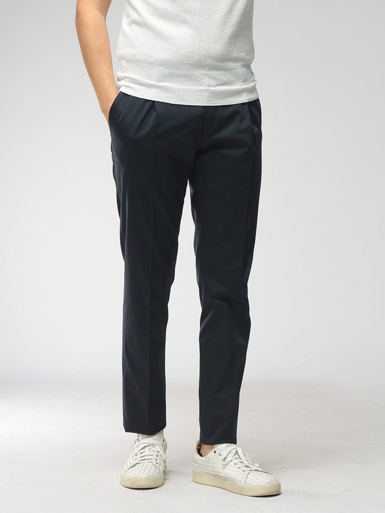 LARDINI (ラルディーニ) メンズ パンツ コットンサテン 無地 ワンタック スラックス LDSOHOCN64402