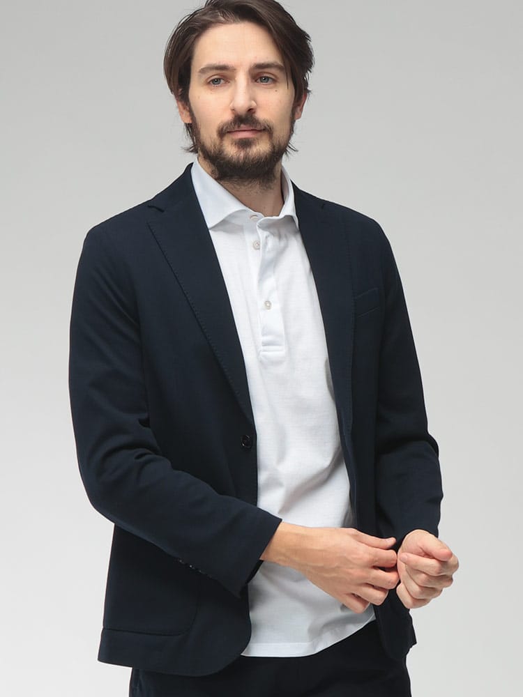 CIRCOLO 1901 (チルコロ1901) メンズ ジャケット ストレッチ 鹿の子 無地 シングル 2ツ釦 テーラード CICN5174