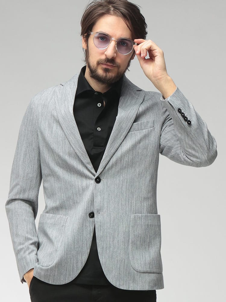 CIRCOLO 1901 (チルコロ1901) メンズ ジャケット ストレッチ メランジ シングル 2ツ釦 テーラード CICN5256