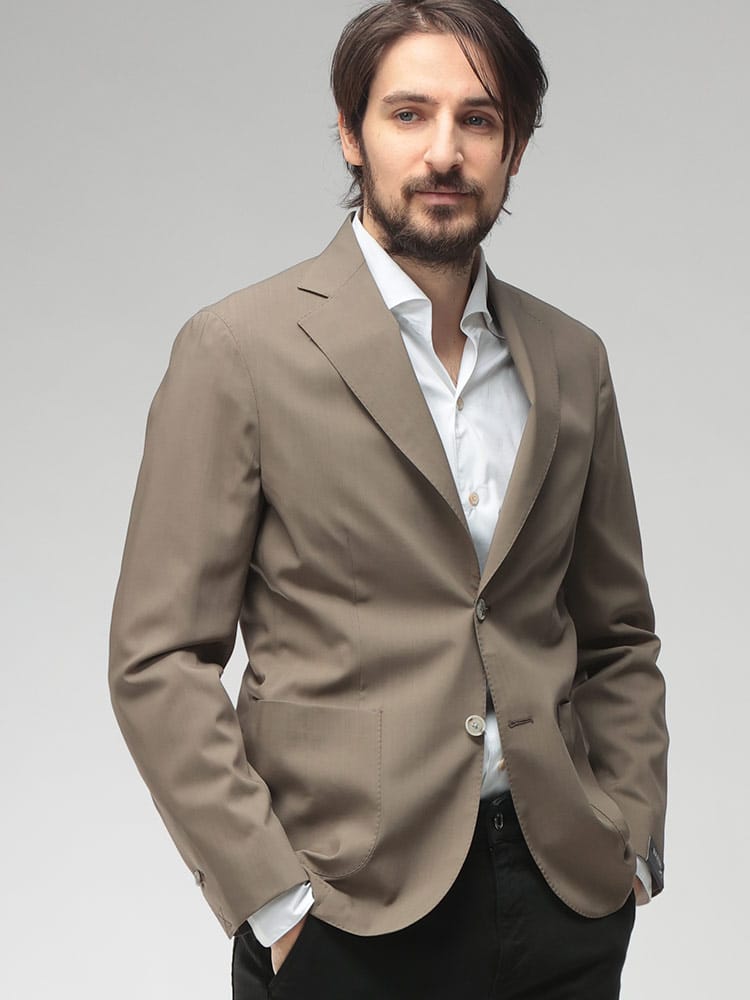 BARBA (バルバ) メンズ ジャケット ウール 無地 シングル 2ツ釦 テーラード BAREJ53071