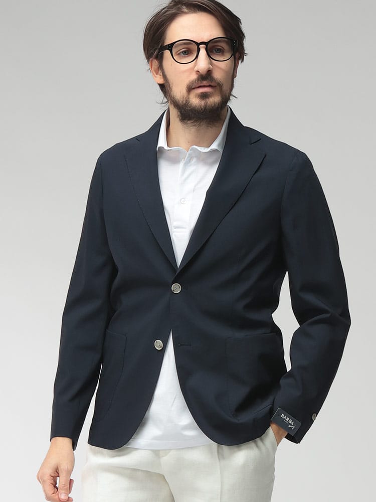 BARBA (バルバ) メンズ ジャケット ウール 無地 シングル 2ツ釦 テーラード BAREJ53071