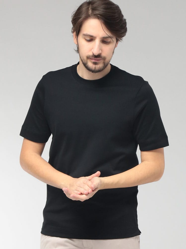 GRANSASSO (グランサッソ) メンズ Tシャツ 半袖 マーセライズ コットン 無地 クルーネック GRS6013981001