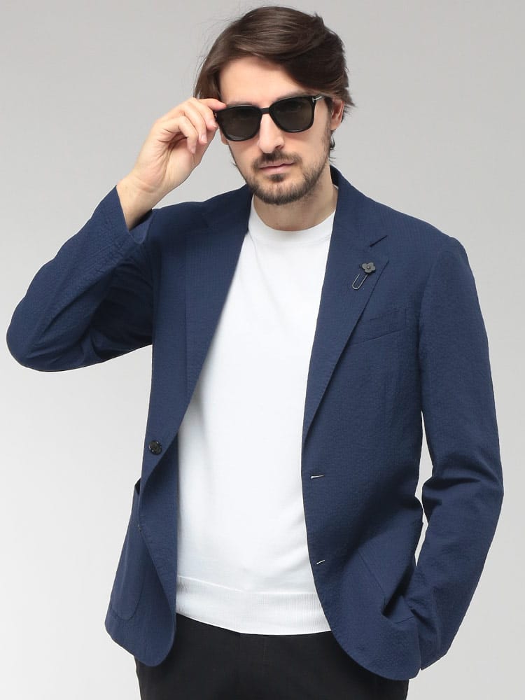 LARDINI (ラルディーニ) メンズ ジャケット シアサッカー シングル 2ツ釦 テーラード LD6205IF66801